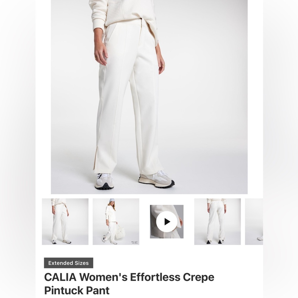 CALIA Women's Effortless Crepe Pintuck Pant - ivory